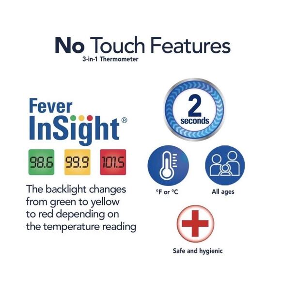 Vicks No Touch 3-in-1 Thermometer Measures Forehead Food and Bath Temperatures - Picture 3 of 6